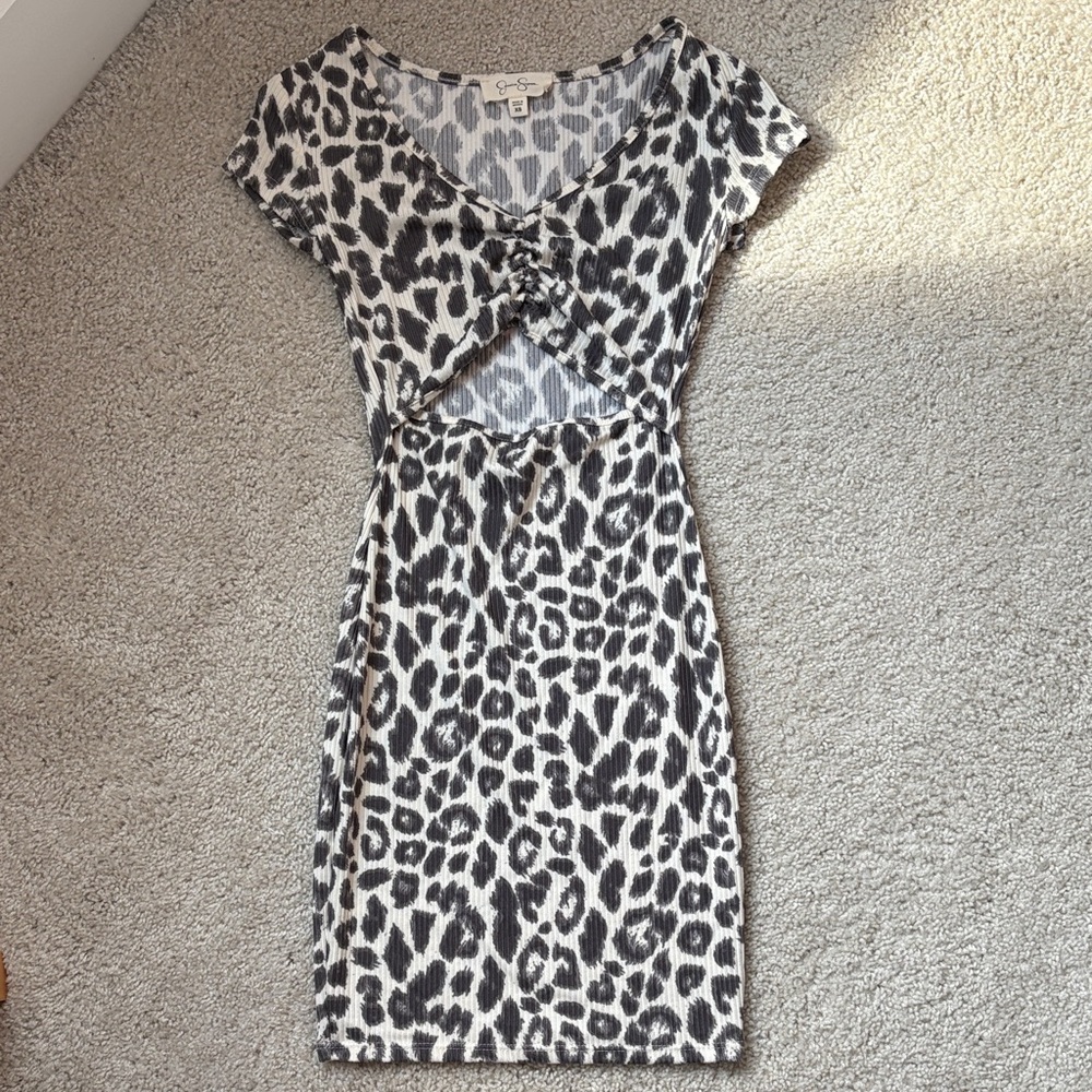 Jessica Simpson Black and White Animal Print Mini Dress